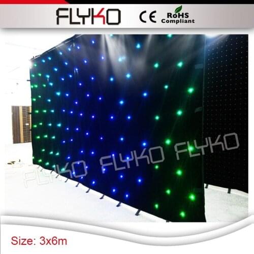 Factory direct on sale free shipping SD controller 3x6m fireproof velvet multi color LED star drape for holiday time