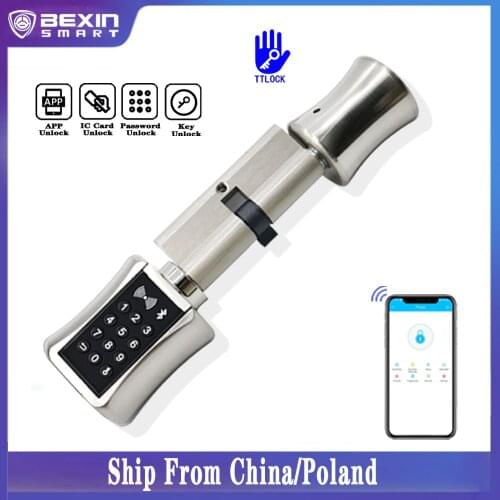 Bluetooth Cylinder Lock TT Lock password card Biometric Electronic Smart Door Lock Digital Keypad Code Keyless Lock Home Airbnb