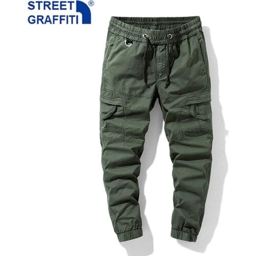 New Men Tactical Cargo Pants Mens Cotton Multiple Pocket Joggers Hip Hop pants Men street fashion Tie feet Breathable Trousers