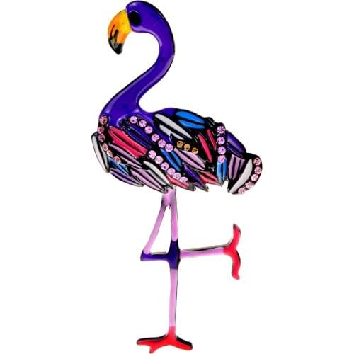 CINDY XIANG Cute Colorful Enamel Flamingo Brooches Unisex Rhinestone Animal Bird Brooch Pins Jewelry Friends Christmas Gifts