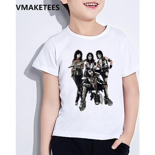 Kids Summer Girls & Boys Funny Tshirt Children Stormtroopers Fan Kiss Rock Band Print T-shirt Fashion Casual Baby Clothes,HKP464