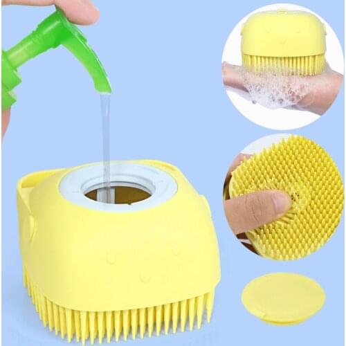 Children Silicone Bath Brush Hair Washing Comb Shampoo Brush Pet Bath Massage Comb Silicone Washing Brush With Shampoo Space