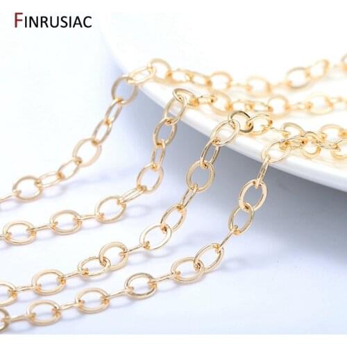DIY Jewellery Chain Bulk 2020 New 14K Real Gold Plated Brass Round Cuban Chain For Jewellery Making Supplies