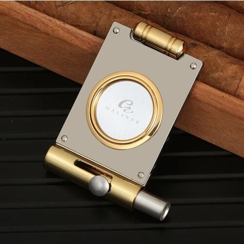 COHIBA Stainless Steel Cigar Cutter Punch Two-In-One Metal Ppcket Cigar Punch Gillotine Portable Cigars Scissors Cutting Knife