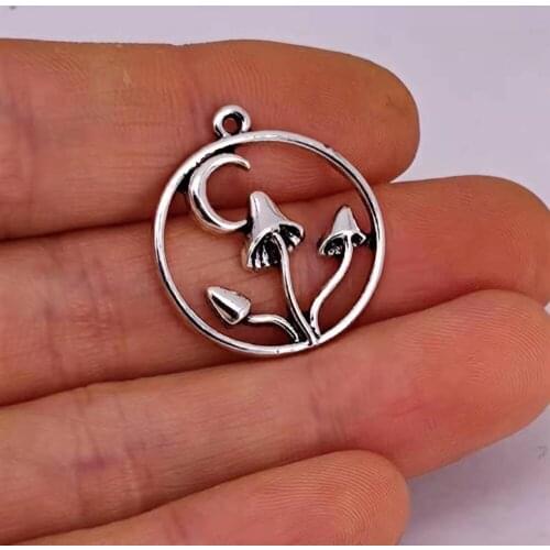 Hzew 50pcs mushroom forest pendant charm moon mushroom jewelry fantasy elves fairy charms woodland for women