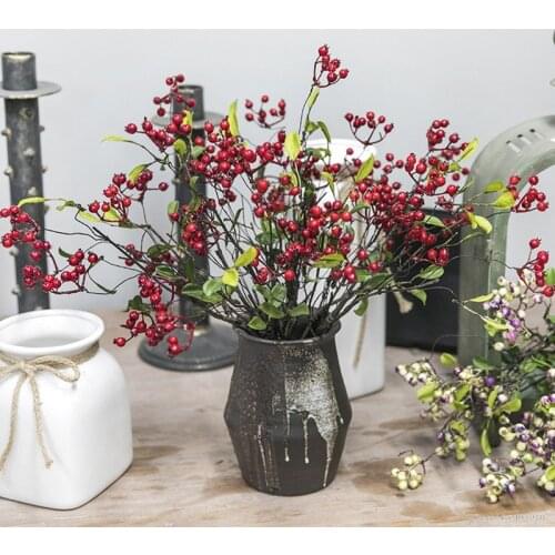1PC DIY Fake Fruit Berries Artificial Pomegranate Cherry Bouquet For Christmas Home Decorative 3 Colors
