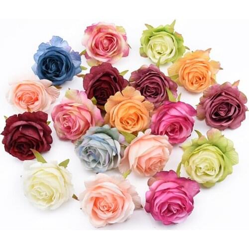 10pcs Artificial Plants Decorative Fake Flowers Wall DIY Wedding Bridal Accessories Clearance Silk Roses Home Decor Scrapbooking
