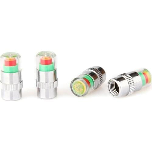 4PCS Car Auto Valve Caps Pressure Monitor Gage Alert Sensor Indicator Valve Caps Wheel Tires Valves Tyre Stem Air Caps Airtight