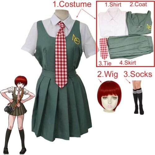 Anime Costumes High School Student Uniform Danganronpa Koizumi Mahiru Cosplay Costume Camera Model Wig Socks