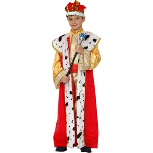 Red Golden Kids Boys Arab Prince King Costume Children Cosplay Robe Fancy Dress Party Decoration Purim Halloween Christmas
