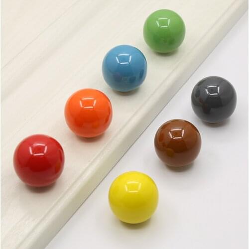 Colorful Ceramics Cabinet Door Handle Simple Cupboard Wardrobe Drawer Ball Round Single Hole Furniture Handle Home Decoration