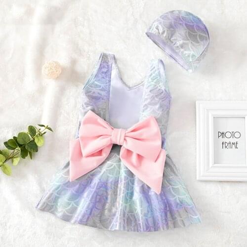 Litter Girls Swimsuit Sequined Princess Dress Suit 2021 Summer Swimwear Baby Clothes Children Beach Bathing Suit Dress 2-8 Years