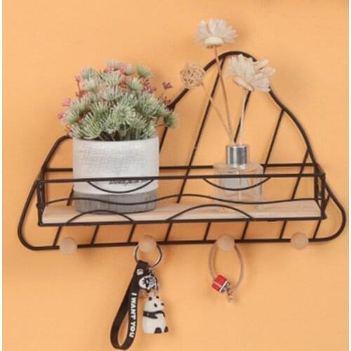 Metal Decorative Wall Shelf Wood and Storage Box Sundries Key Rack Wall Hook Holder Hanger Shelf for Bathroom