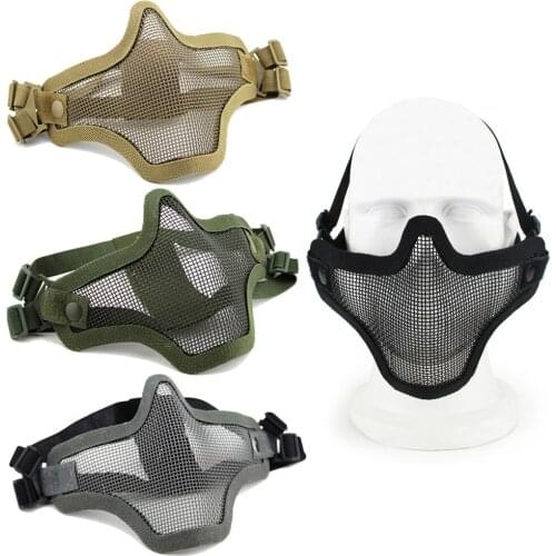 V1 Metal Mesh Half Face Mask Tactical Protective Strike Paintball Helmet Field Protection Mask Facial Protection Shooting Skull
