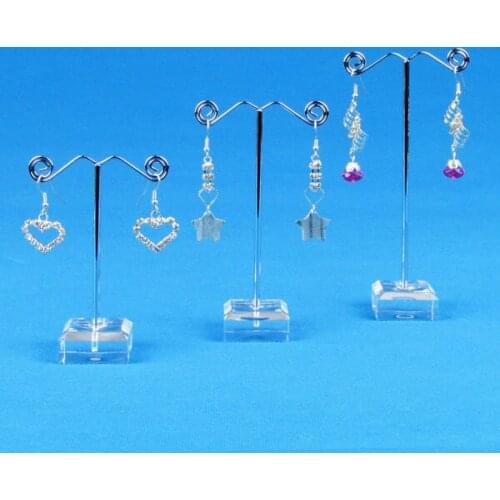 Metal Alloy Silver Plated Clear Acrylic Earring Tree Shaped Display Stand Holder For Jewelry ,Fashion Packaging Display