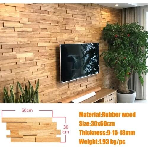 High-end Art Wall Decor Rubber Wood Mosaic tile Nordic style wall panel Wall sticker for TV background Factory Wholesale