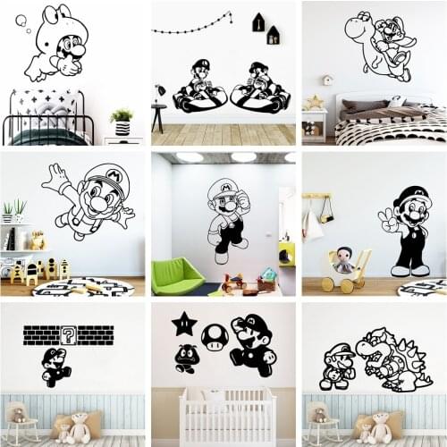Cartoon Super Mario Vinyl Wall Sticker For Kids Room Decoration Sticker Mario Mural Vinyl Wall Decals vinilo pared infantil