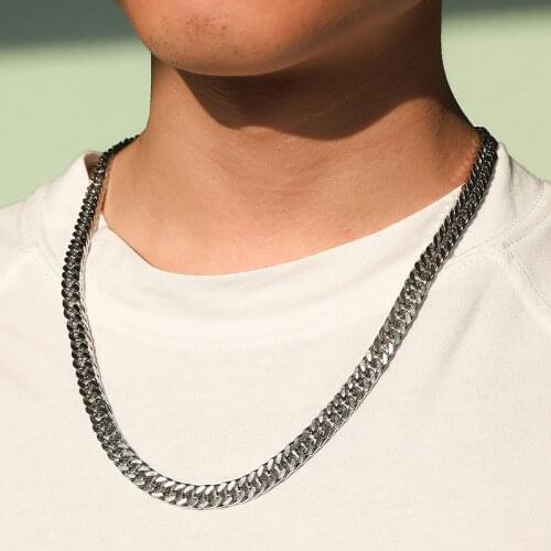 8mm Wide Mens Chain Collana Uomo Stianless Steel Silver Plated Cadenas Hombre Necklace Fashion Jewelry