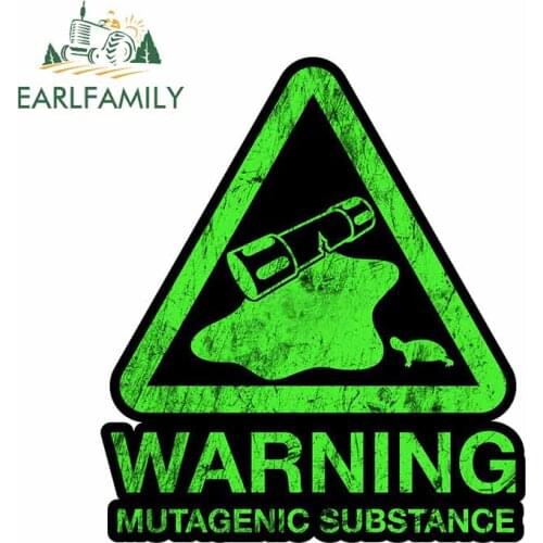 EARLFAMILY 13cm x 11.3cm for Warning Mutagenic Substance Decal Waterproof Bumper Anime Car Stickers for Motorcycle Refrigerator