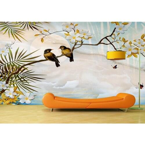 Custom Wallpaper Murals Wall Mable Background Bird Self Adhesive Vinyl Wall Sticker Poster Wall Paper Home Decor
