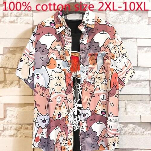 New Arrial Fashion Oversize Cartoon Oversized Loose Short Sleeve Casual Summer Casual Shirts Plus Size 2XL3XL-6XL7XL 8XL 9XL10XL