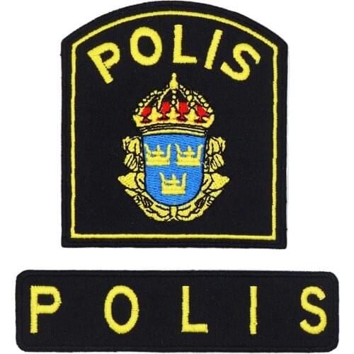 POLICE Embroidered Applique Sewing Label punk biker Patches with iron on hook backing