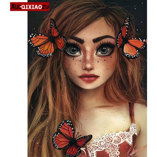 Full Diamond Diamond Embroidery Painting Cartoon Beauty Cross Stitch Embroidery Mosaic Picture Creative Modeling Home Decoration