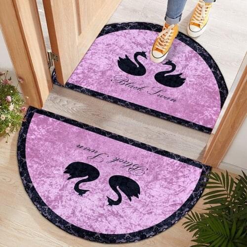 Semi-circular Entrance Door Floor Mat Door Stepping Mat Gold Diamond Velvet Bedroom Kitchen Bathroom Non-slip Carpet