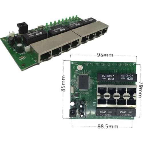 OEM PBC 8 Port Gigabit Ethernet Switch 8 Port met 8 pin way header 10/100/1000 m hub 8way power pin Pcb board OEM schroef gat