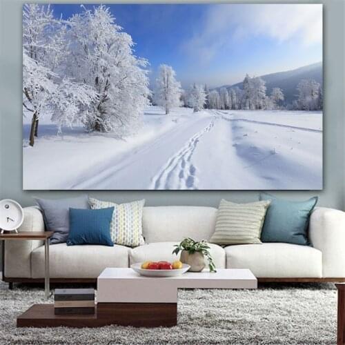 RELIABLI ART Wall Art Winter Snow Trees Landscape Posters And Prints Home Decor Canvas Painting Poster Pictures For Living Room