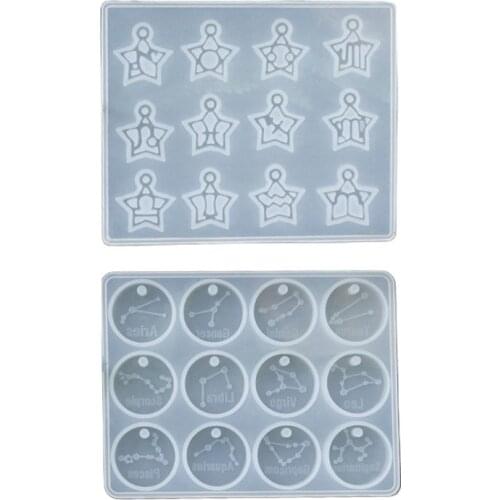 Crystal Epoxy Resin Mold 12 Constellations Pendant Casting Silicone Mould DIY