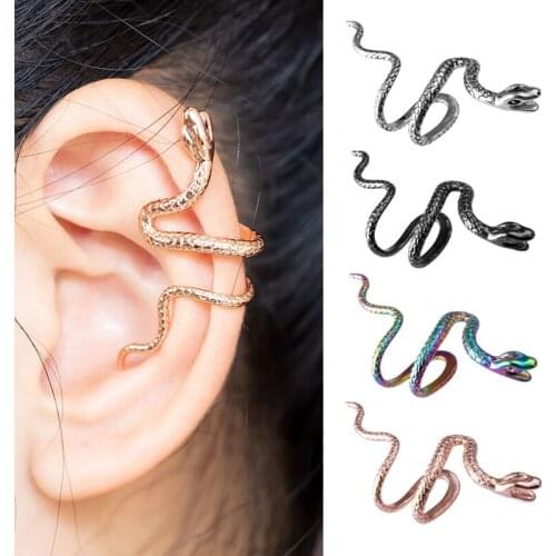 1PC Snake Earing Clip Without Piercing Punk Non Pierced Clip Earrings Ear Cuffs for Women Men Black Fake Piercing Jewelry Unisex