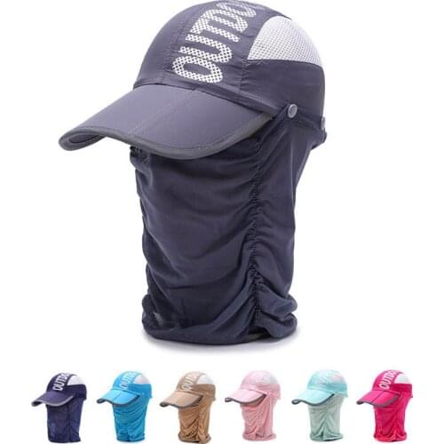 HanXi Jungle Speed Hat with Mask Mens Baseball Caps Folded Outdoor Sun Hats Women Summer Caps Autumn Sport Dad Hat Climbing