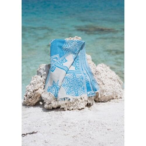 Blue Beach Towel Double Sided %100 Cotton Turkish Towel