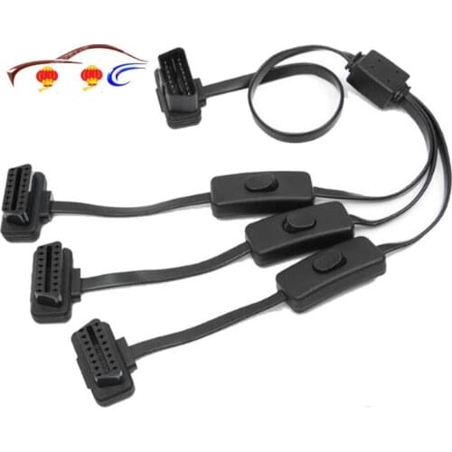 Smart Car Diagnostic Tool Adapter Scanner Obd 2 Splitter Extension 1-3 With Three Ports To Female Open Switches And Cables