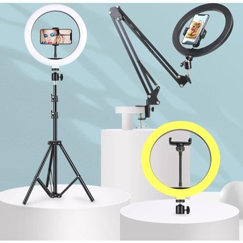 Dimmable Selfie LED Ring Light With Tripod Long Arm Holder Stand USB Photography Light For Youtube Live Photo Studio Video Lamp