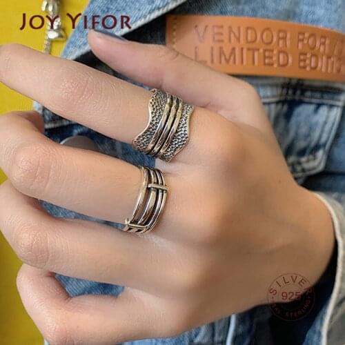 Vintage Punk 925 Sterling Silver Couples Width Rings Fine Jewelry For Women New Trendy Elegant Party Accessories Gifts