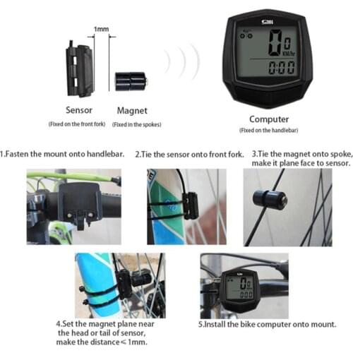 Vehemo LCD Odometer Bike Computer Wired Cycling Computer Waterproof Motorcycle for Sports Bicycle Speedometer Durable Racing