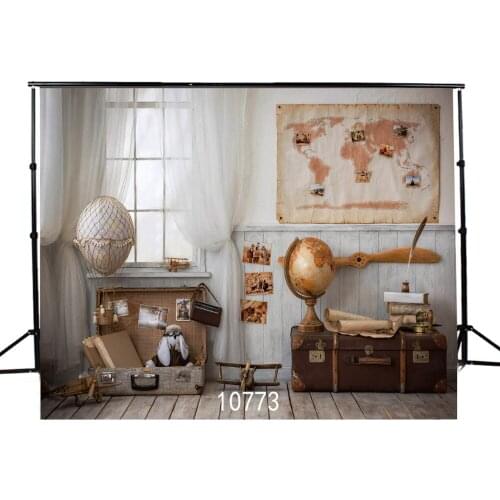 Photography Background Photo Exploration Suitcase Boys Customize vinyl Digital Printing Cloth Backdrops for Photo studio