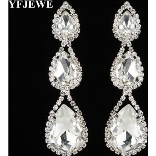 YFJEWE New Silver Color Long Crystal Tassel Dangle Earrings for Women Bar Wedding Drop Earing Fashion Jewelry Gifts E290