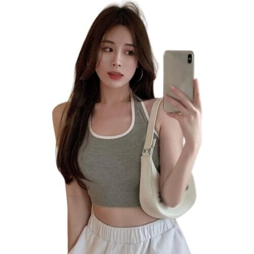 Women Summer Tank Tops Ladies Crop Tos Halter Neck Slim Bottoming Sports Vest Sleeveless Camis Female Crop Top Ladies Camis