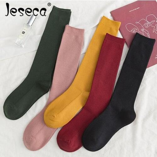 Jeseca New Cashmere Women Long Socks Knee High Warm Legs Underwear Cute Lolita Female Lingerie Christmas Gift
