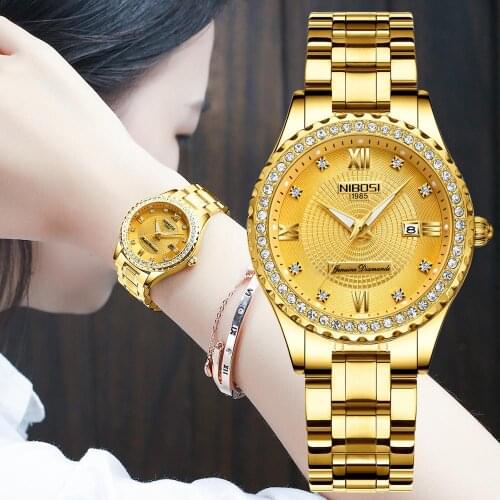 NIBOSI Women Watches Top Brand Luxury 2020 New Fashion Diamond Ladies Bracelet Wristwatches Stainless Steel Female Quartz Watch