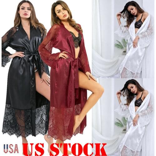 Womens Lace Satin Lingerie Sleepwear Night Gown Babydoll Dress Nightie Robe