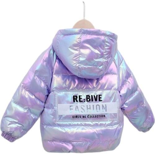 Winter Boys Girls Down Jackets for Children‘s Coats 2021 New Fashion Shiny Hooded Jacket Coat Baby Warm Clothing Outerwear 3-8y