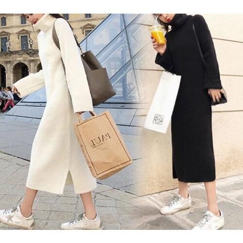 Zoulv Autumn Loose Max-Long Fashion Dress Knitted Cotton Sweater Brand Tops Women Winter Sweaters Turtleneck Ladies Pullovers