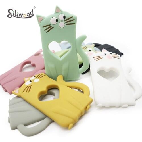 10pc Baby Silicone Teethers cat Food Grade Silicone Rodent Animal Pendant Teething Toys DIY Pacifier Chain BPA free Baby Teether