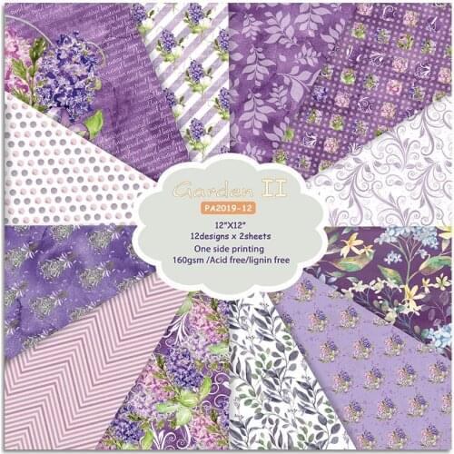 12" 24Pcs/Lot Lavender Retro Material Papers DIY Scrapbooking Album Diary Gift Decorative Paper Scrapbooking Paper