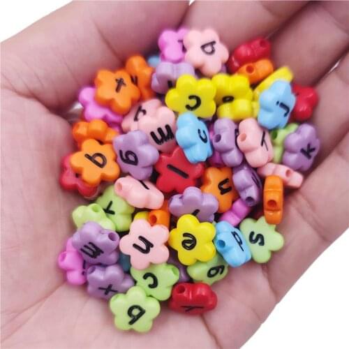 20Pcs/12mm Flower Colorful Letter Acrylic Beads DIY For Jewelry Making Bracelet Necklace Pendant