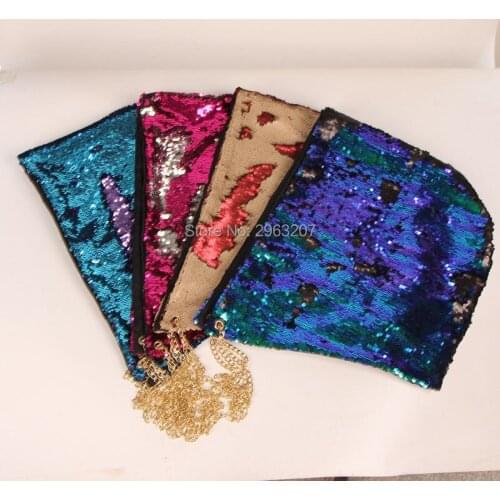 30pcs Fashion Men Women Mermaid Sequins Hat Chic Metallic Chain Hats Color Changing Hip Hop Caps Party Decoration ZA6928